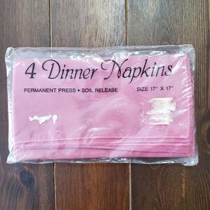 Bardwil Dinner Napkins Rose Pink Set 4 in Package 17" sq Permanent Press Vintage